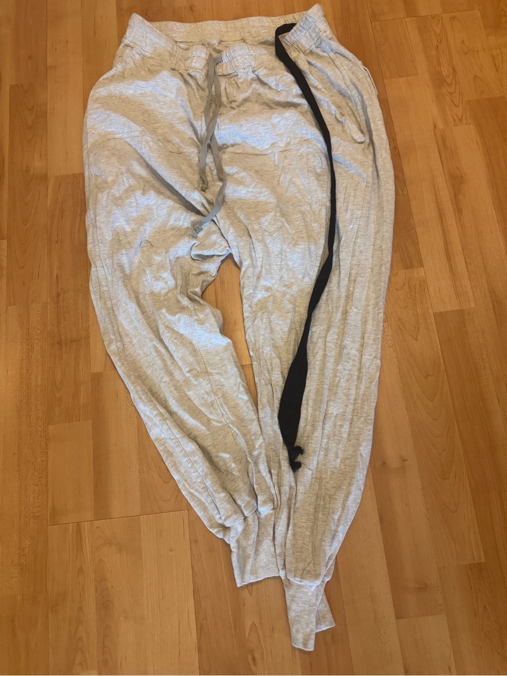 Rick Owens Light Gray Sweatpants with Black Drawstring